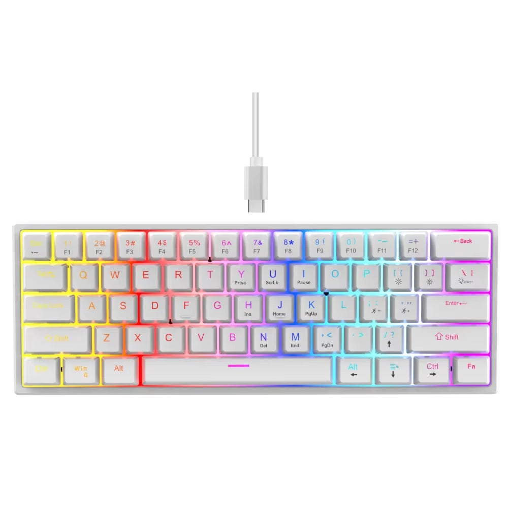 60% Compact Wired Keyboard 61 Keys RGB Backlight Gaming Keyboard Portable Office Computer Mini Keyboard for Windows PC