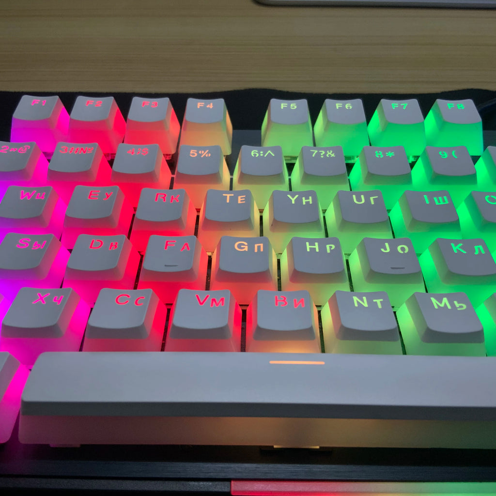 Pudding Keycap RU Layout Double Shot PBT Keycaps Feature a Translucent Dual-Layer Style  Russian Keycap